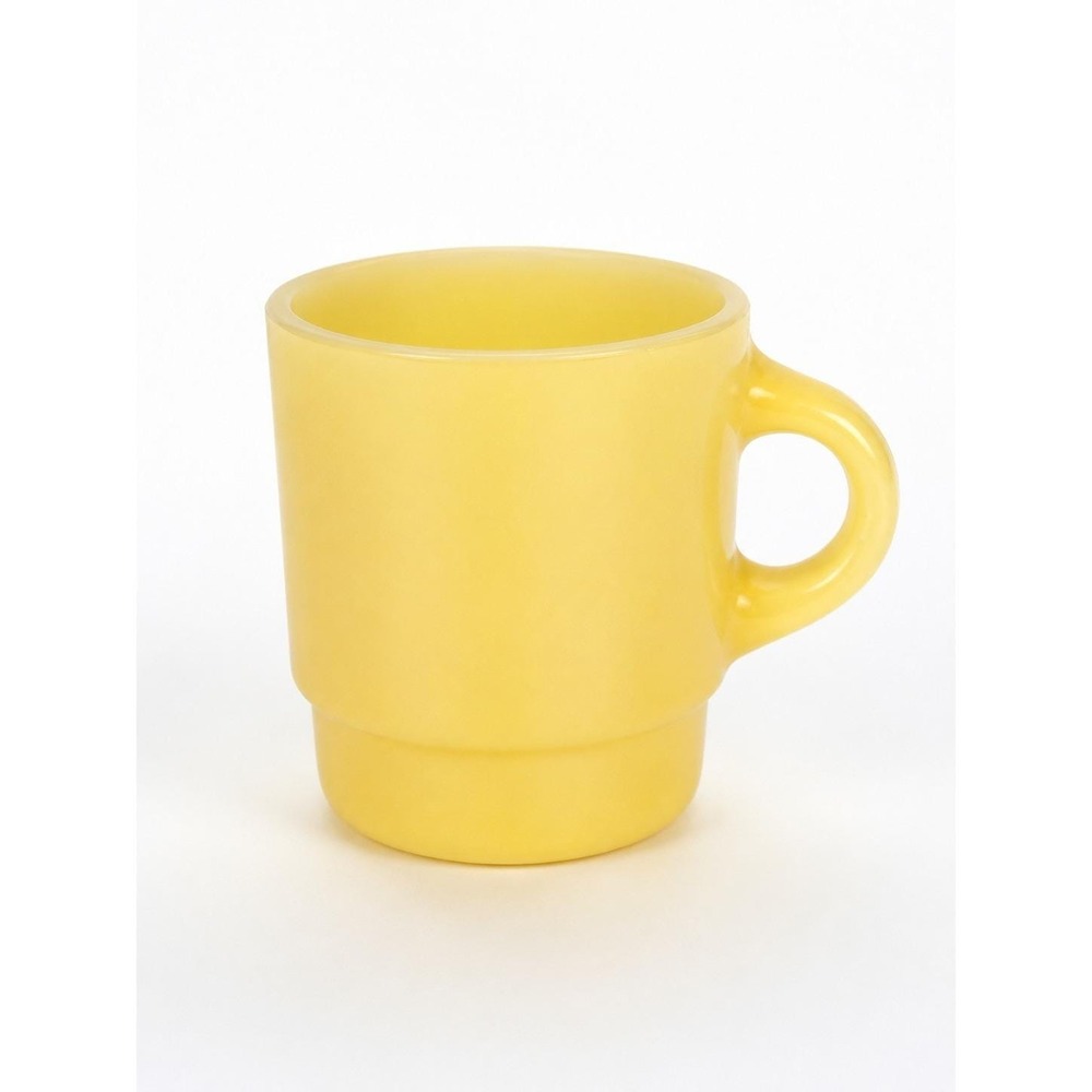 Vintage Fire-King Yellow Milk Glass Stacking Coffee Mug Anchor Hocking USA